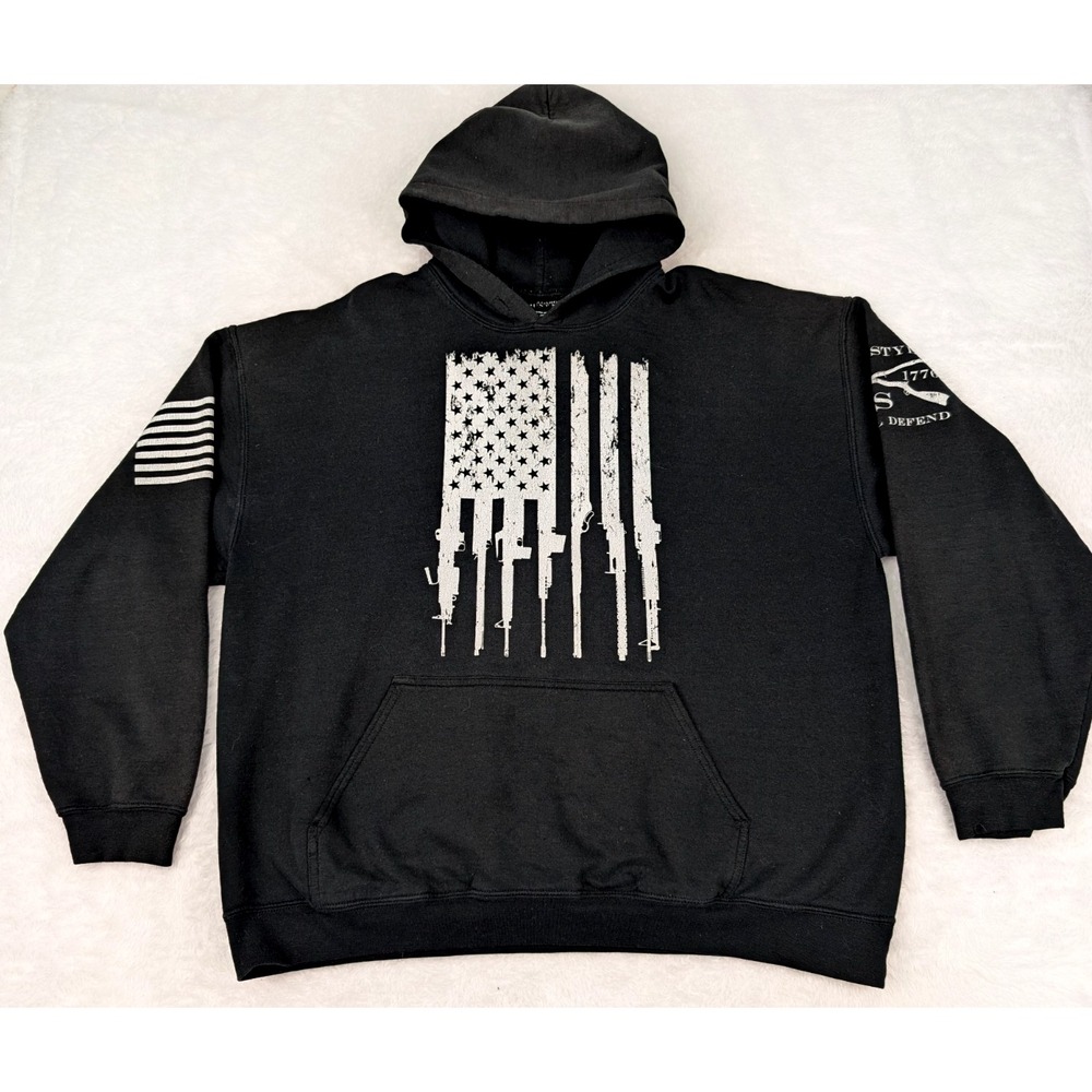 Grunt Style Hoodie Men's XL Black Hoodie Sweatshirt Patriotic American‎ Flag